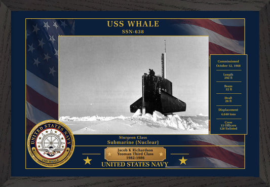 USS Whale SSN-638 Framed Patriotic Photo