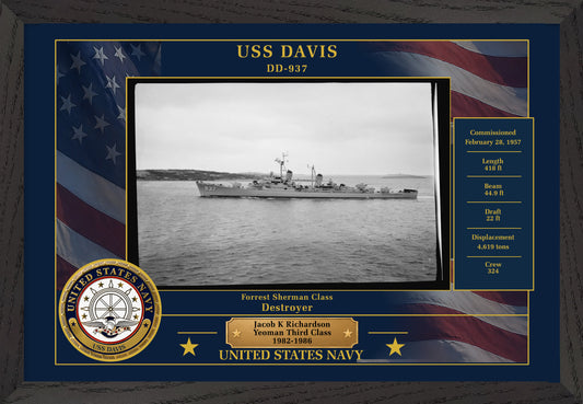 USS Davis DD-937 Framed Patriotic Photo