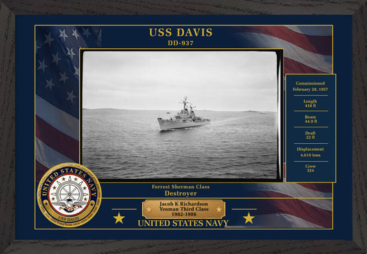 USS Davis DD-937 Framed Patriotic Photo