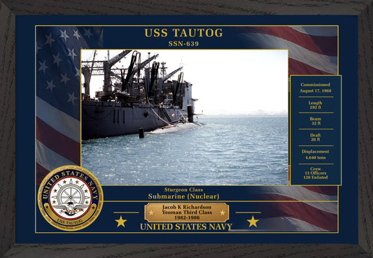 USS Tautog SSN-639 Framed Patriotic Photo