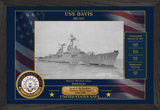 USS Davis DD-937 Framed Patriotic Photo