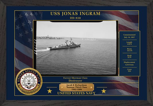 USS Jonas Ingram DD-938 Framed Patriotic Photo