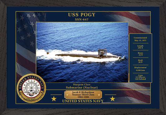 USS Pogy SSN-647 Framed Patriotic Photo