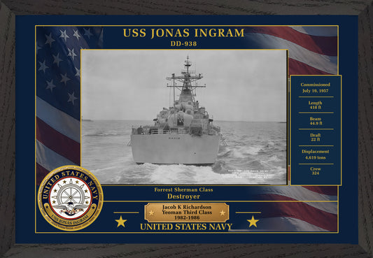 USS Jonas Ingram DD-938 Framed Patriotic Photo