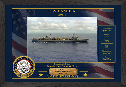 USS Camden AOE-2 Framed Patriotic Photo