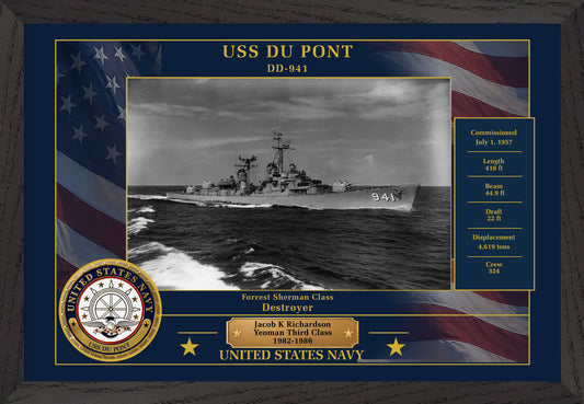 USS Du Pont DD-941 Framed Patriotic Photo