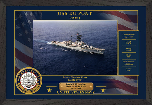 USS Du Pont DD-941 Framed Patriotic Photo