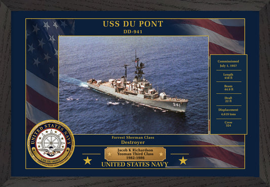 USS Du Pont DD-941 Framed Patriotic Photo