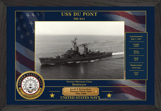USS Du Pont DD-941 Framed Patriotic Photo