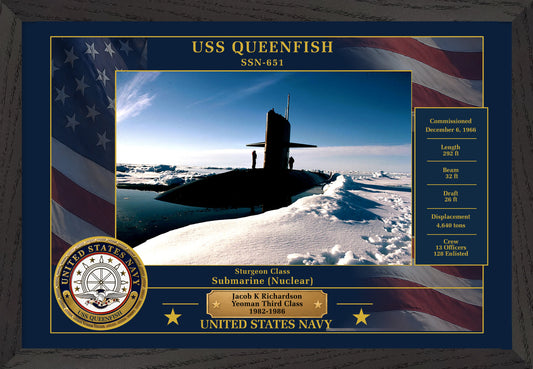 USS Queenfish SSN-651 Framed Patriotic Photo