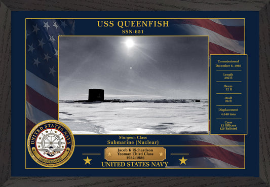 USS Queenfish SSN-651 Framed Patriotic Photo