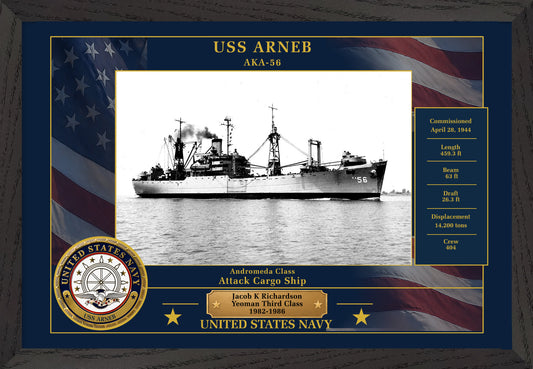 USS Arneb AKA-56 Framed Patriotic Photo