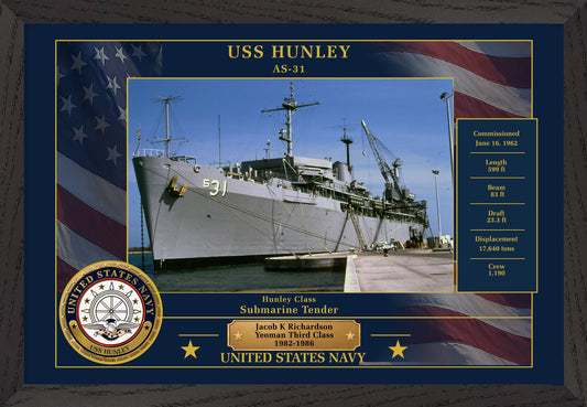 USS Hunley AS-31 Framed Patriotic Photo