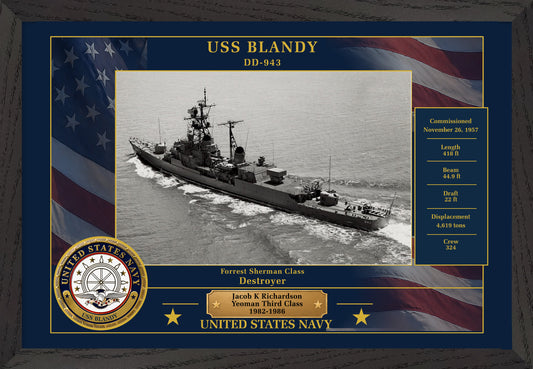 USS Blandy DD-943 Framed Patriotic Photo