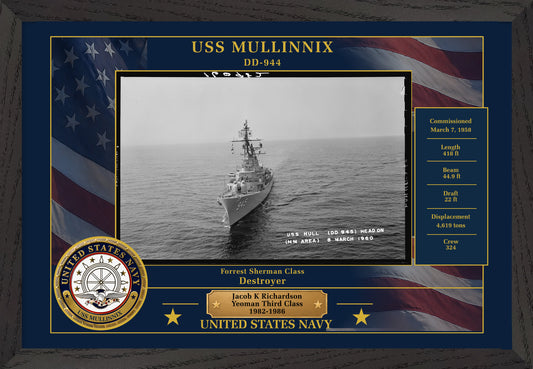 USS Mullinnix DD-944 Framed Patriotic Photo
