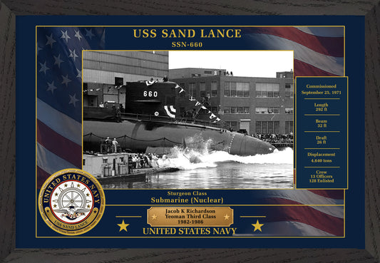 USS Sand Lance SSN-660 Framed Patriotic Photo