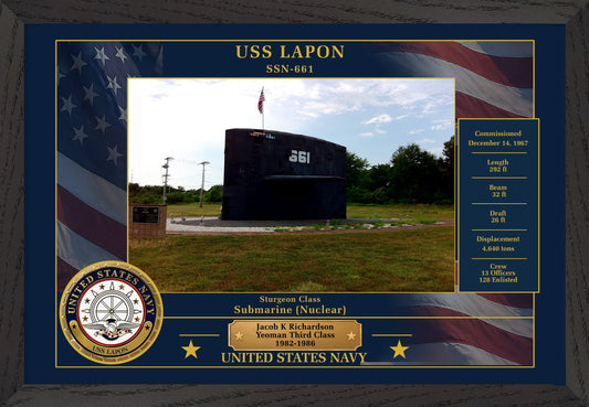 USS Lapon SSN-661 Framed Patriotic Photo