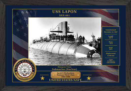 USS Lapon SSN-661 Framed Patriotic Photo