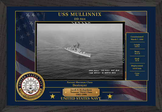 USS Mullinnix DD-944 Framed Patriotic Photo