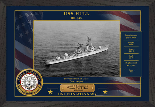 USS Hull DD-945 Framed Patriotic Photo