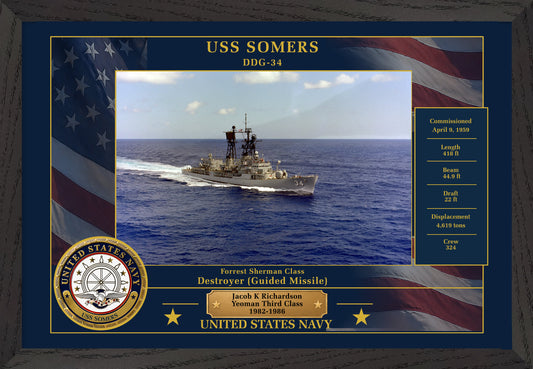 USS Somers DDG-34 Framed Patriotic Photo
