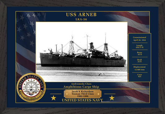 USS Arneb LKA-56 Framed Patriotic Photo
