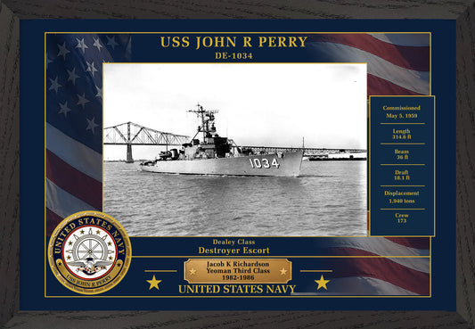 USS John R Perry DE-1034 Framed Patriotic Photo