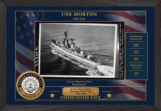 USS Morton DD-948 Framed Patriotic Photo