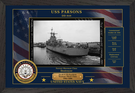 USS Parsons DD-949 Framed Patriotic Photo
