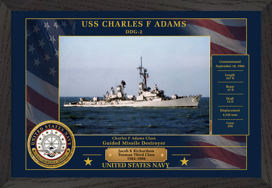 USS Charles F Adams DDG-2 Framed Patriotic Photo