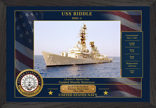 USS Biddle DDG-5 Framed Patriotic Photo