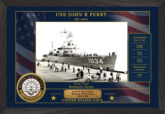 USS John R Perry DE-1034 Framed Patriotic Photo