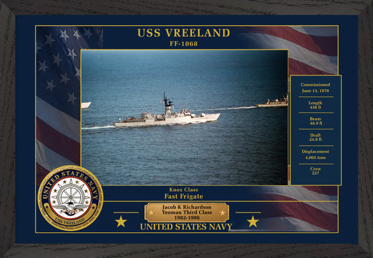 USS Vreeland FF-1068 Framed Patriotic Photo