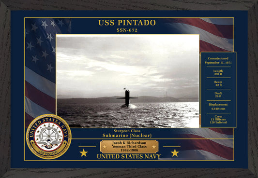 USS Pintado SSN-672 Framed Patriotic Photo