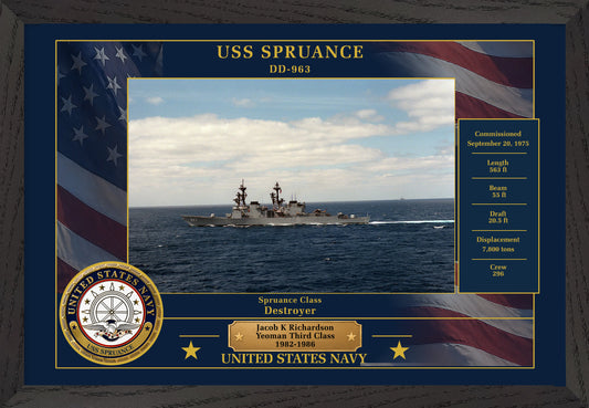 USS Spruance DD-963 Framed Patriotic Photo