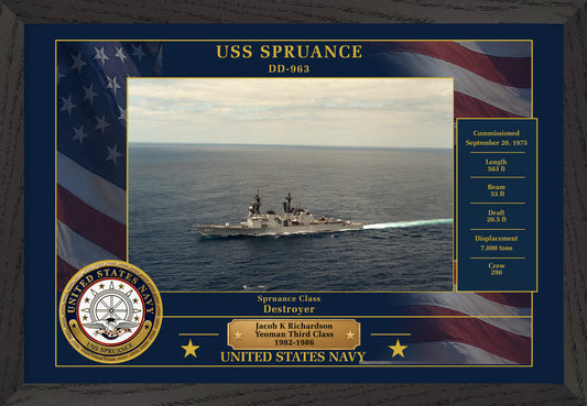 USS Spruance DD-963 Framed Patriotic Photo