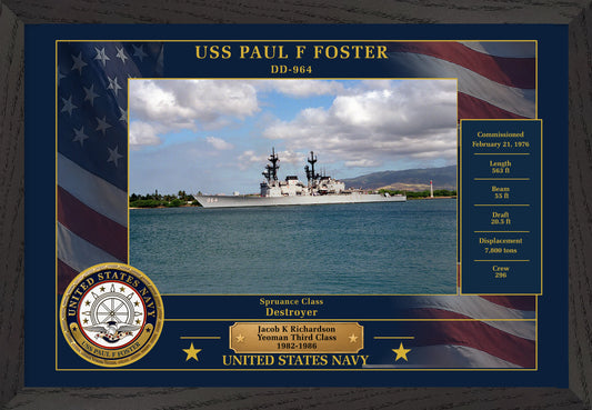 USS Paul F Foster DD-964 Framed Patriotic Photo