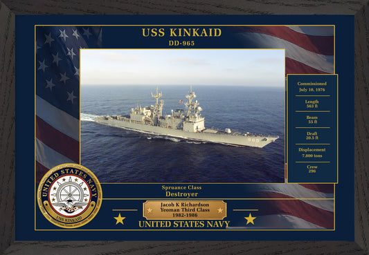USS Kinkaid DD-965 Framed Patriotic Photo