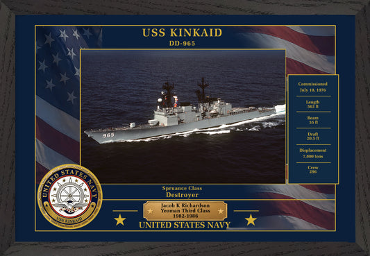 USS Kinkaid DD-965 Framed Patriotic Photo