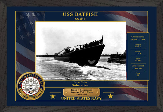 USS Batfish SS-310 Framed Patriotic Photo