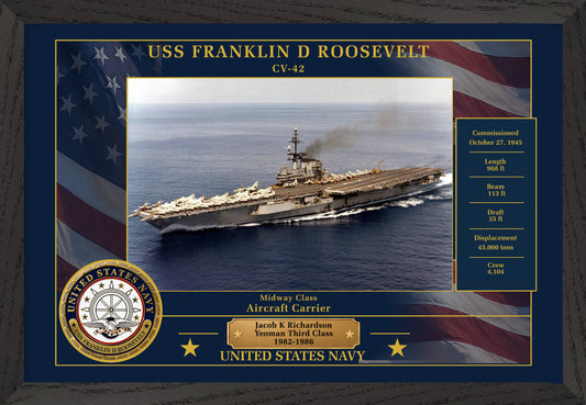 USS Franklin D Roosevelt CV-42 Framed Patriotic Photo