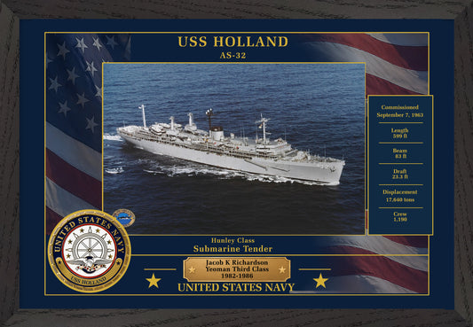 USS Holland AS-32 Framed Patriotic Photo