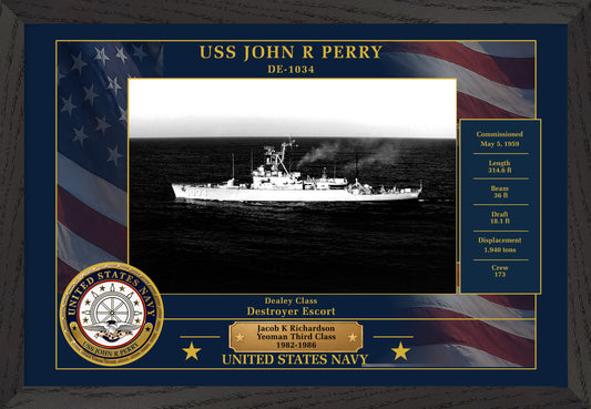 USS John R Perry DE-1034 Framed Patriotic Photo