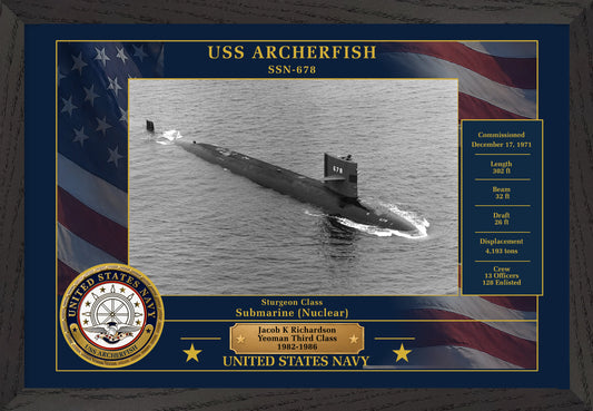 USS Archerfish SSN-678 Framed Patriotic Photo