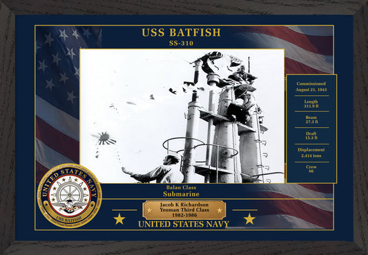 USS Batfish SS-310 Framed Patriotic Photo
