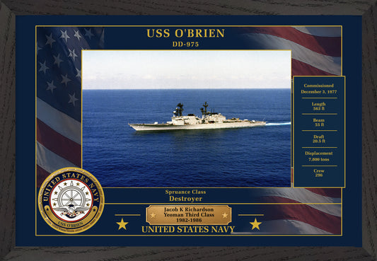 USS Obrien DD-975 Framed Patriotic Photo
