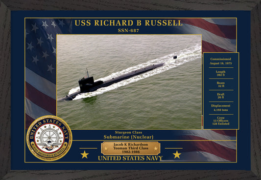 USS Richard B Russell SSN-687 Framed Patriotic Photo