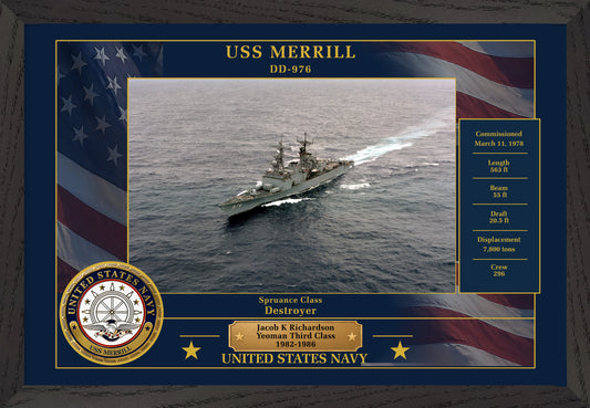 USS Merrill DD-976 Framed Patriotic Photo