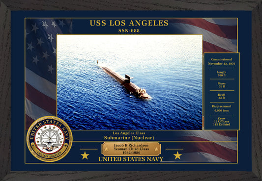 USS Los Angeles SSN-688 Framed Patriotic Photo