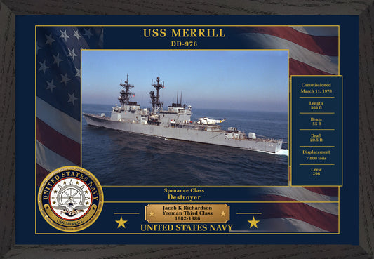 USS Merrill DD-976 Framed Patriotic Photo